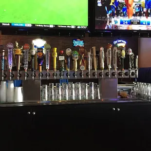 beer taps and televisions