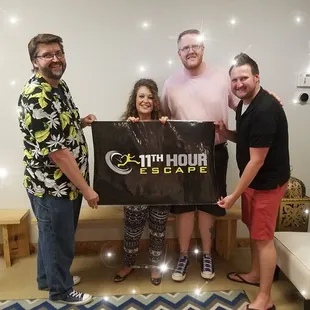 Holding our victory sign after vising the Upside Down.