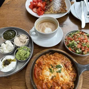French Toast with Fresh Fruit, Shakshuka