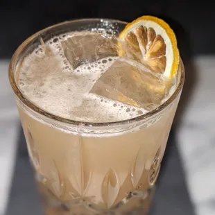 a close up of a drink in a glass