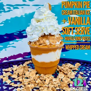 a pumpkin pie ice cream sundae