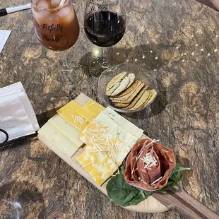 Cheese plate and wine