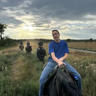 Sunset, horse, trail ride