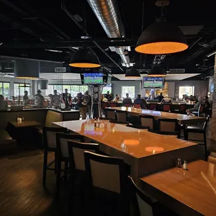 the bar and dining area