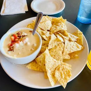 Chips &amp; queso with sausage - tasty!!