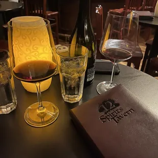 a glass of wine and a bottle of wine