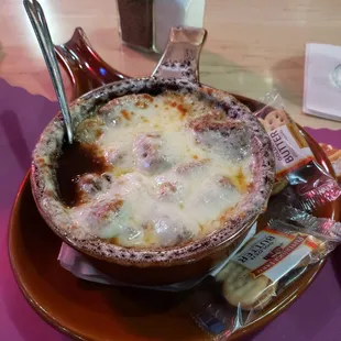 Wow! Huge crock of French onion soup!