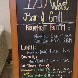 Meal times. Breakfast is a plentiful buffet (there is no menu).