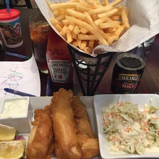 Yummy Fish &amp; Chips and coleslaw.