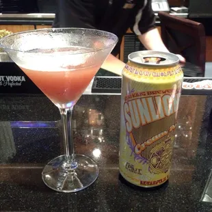 A French Martini and a Sun King Brewery Cream Ale. Yum!