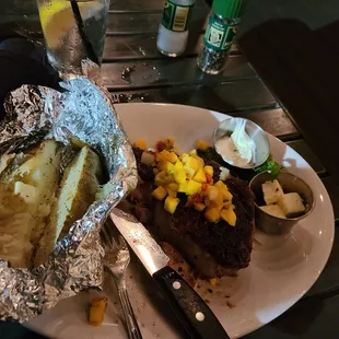 Pork chop with baked potato