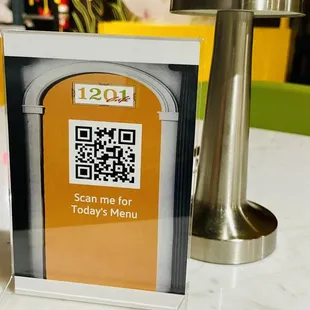 a qr code on the counter