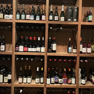 shelves of wine