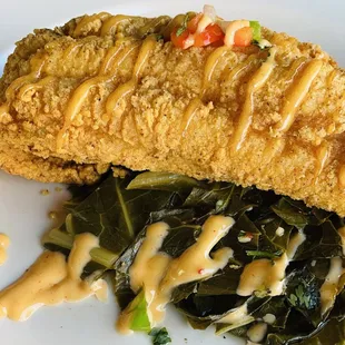 Catfish + Collard Greens