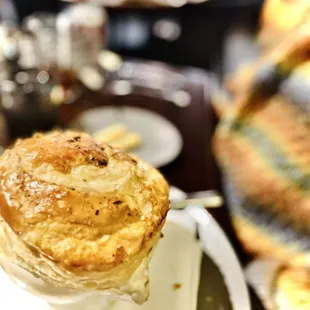 TRUFFLE CHICKEN POT PIE in a delicious house made delicate puffed pastry. Cozy &amp; luxurious all at once - omg