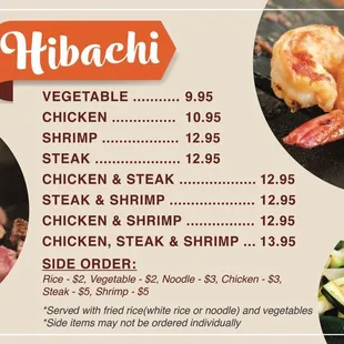 the menu of the restaurant