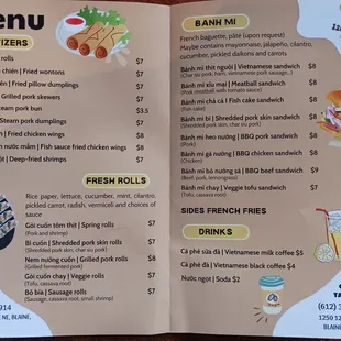 Paper menu.
