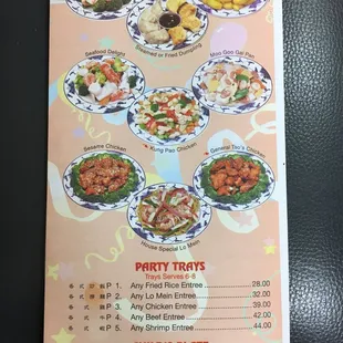 Back of the menu