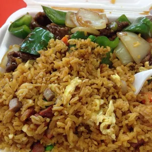 Pepper steak with pork fried rice--lunch combo