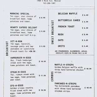 Menu Taken October 2024