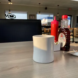 a coffee cup and saucer on a table