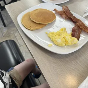 Kids pancake breakfast! It had one more pancake and the toast was not included.