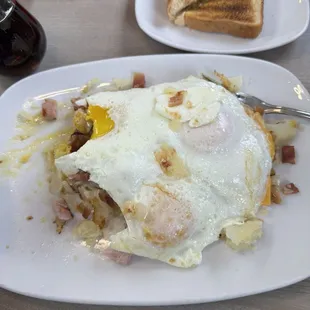 This is a meat lovers omelette that was made into a skillet! I forgot to get a pic before I started eating! So good!