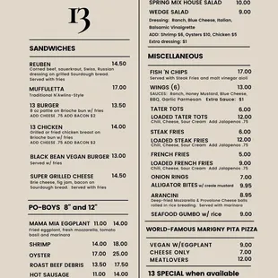 menu