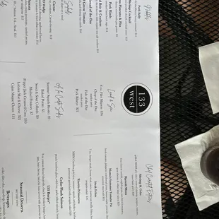 The real menu.