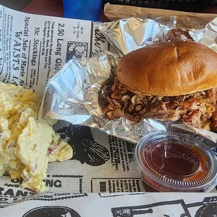 Bbq with potato salad for side
