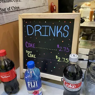 a chalkboard with drinks on it