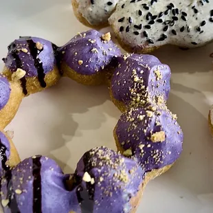 Ube &amp; Black Sesame Mochi Donuts