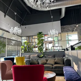 seating and chandelier
