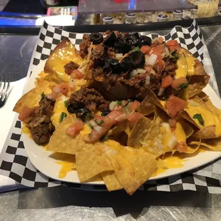 Macho Nachos with taco beef.