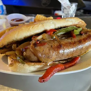 Italian Sausage Sandwich, a game day special.