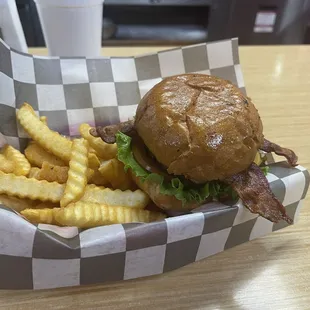 My cheeseburger with added bacon!  Delicious!