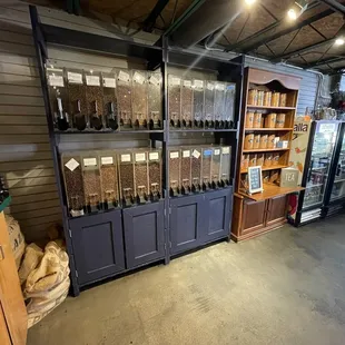 shelves of coffee and tea