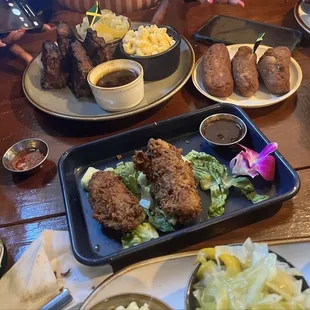 Jerk Lamb Chop and fried jerk chicken wings