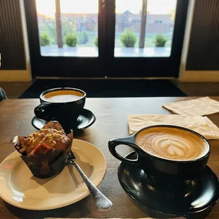 Coffee Latte and Banana bread muffin