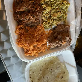 Culichi and red chili combo plate.