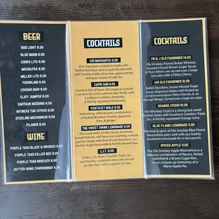 Drink menu