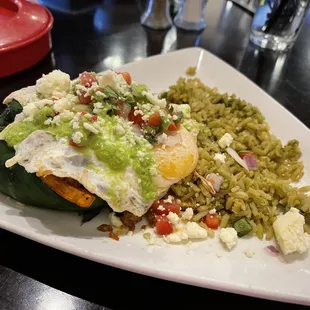 Brunch Stuffed Poblano.  Very very good!!