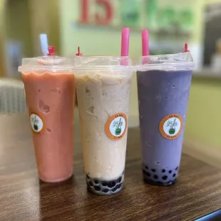 Watermelon, banana Strawberry, &amp; Taro in their new regular sized cups!