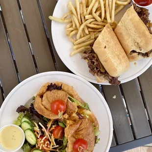 Top to bottom: Shaved Ribeye Sandwich, Chicken Salad Sandwich