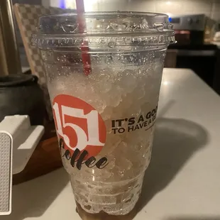 5 bucks for a cup of ice in every drink.