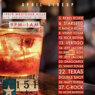 April 2023 Band Schedule