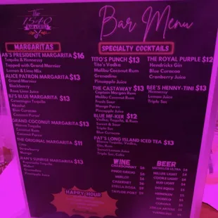 menu