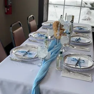 a table set for a baby shower