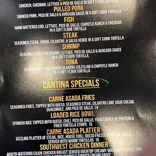 Taco Tuesday menu.