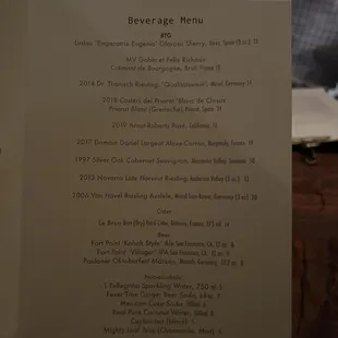menu